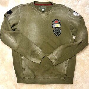 DIESEL X DUCATI CREWNECK SWEATSHIRT VINTAGE WASH MILITARY GREEN MEN'S X-LARGE